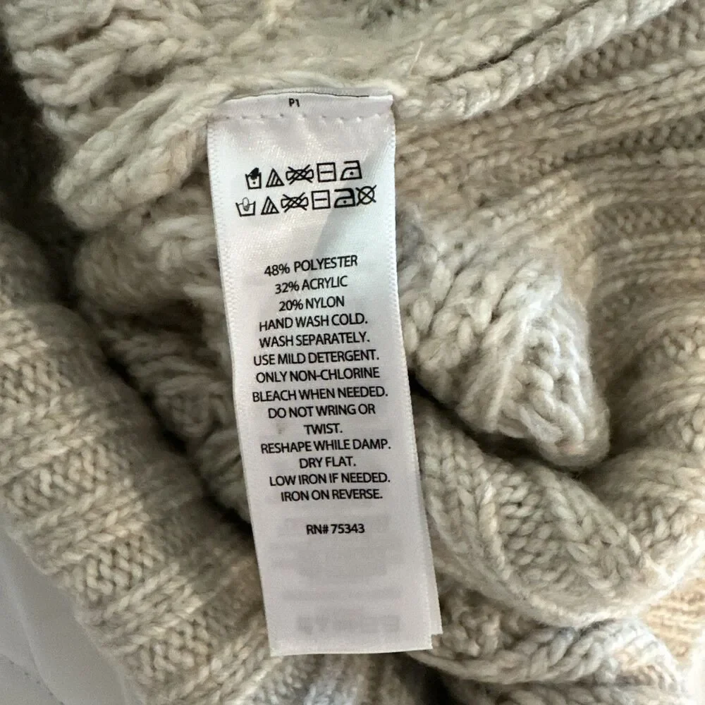 Women’s Sincerely Jules Cableknit Sleeveless Turtleneck Sweater Beige Small - Picture 4 of 6